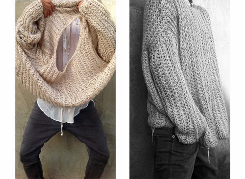 UmitUnal / Umit Unal unisex knitted sweater M, wool, light gray # H07